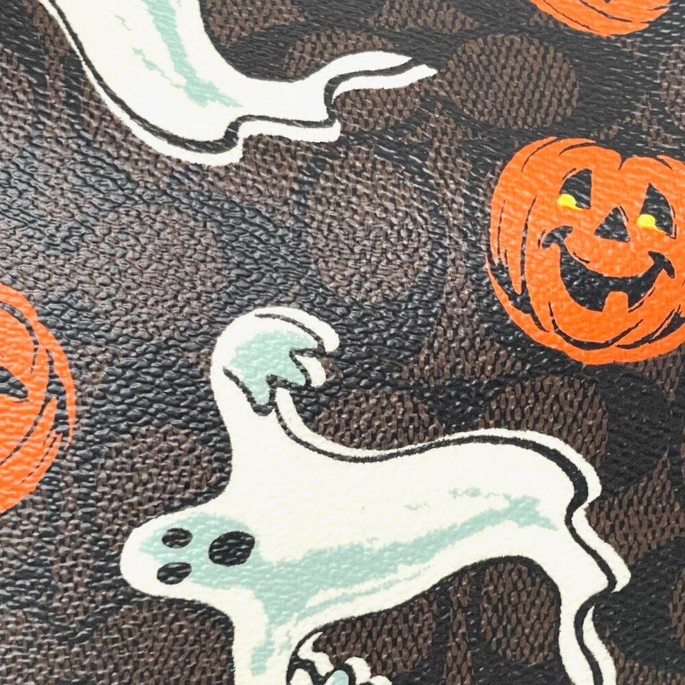 Coach City Tote Bag CCE69 Signature Canvas Halloween Ghost Print Walnut Large - Picture 9 of 10